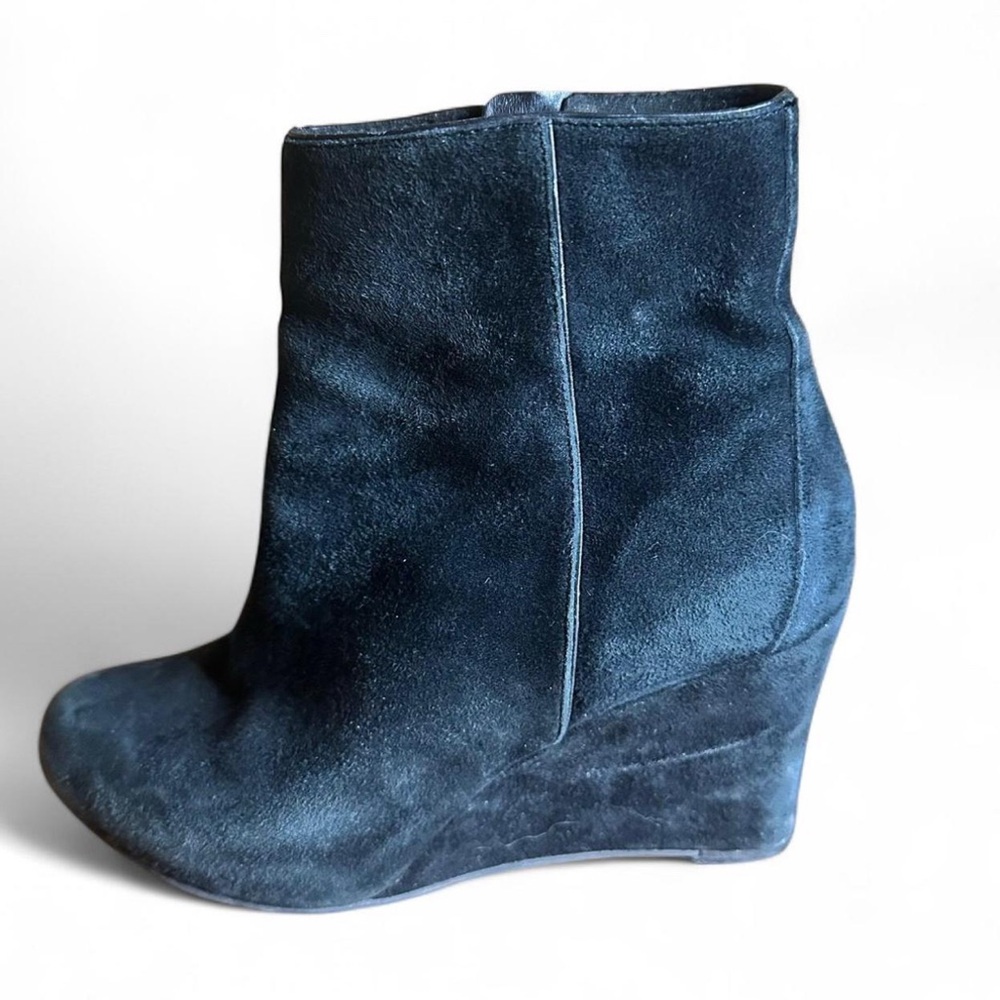 Rockport Black Suede Wedge Zip Ankle Boot Size 6.5
